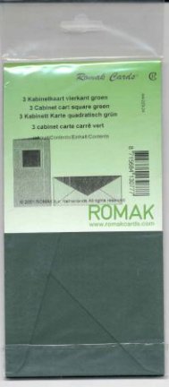 ROMAK KABINETKAARTEN / VIERKANT -----> GROEN ---> Set van 3 kabinetkaarten