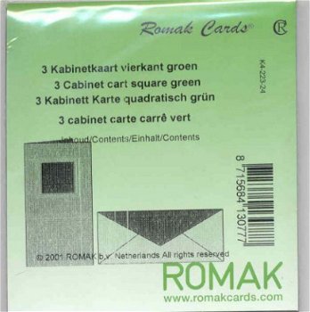 ROMAK KABINETKAARTEN / VIERKANT -----> GROEN ---> Set van 3 kabinetkaarten - 2