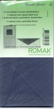 ROMAK KABINETKAARTEN / VIERKANT -----> DONKERBLAUW ---> Set van 3 kabinetkaarten - 1