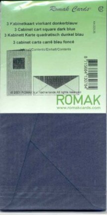 ROMAK KABINETKAARTEN / VIERKANT -----> DONKERBLAUW ---> Set van 3 kabinetkaarten