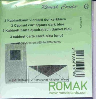 ROMAK KABINETKAARTEN / VIERKANT -----> DONKERBLAUW ---> Set van 3 kabinetkaarten - 2