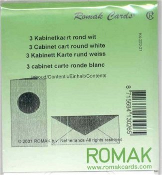 ROMAK KABINETKAARTEN / ROND -----> WIT ---> Set van 3 kabinetkaarten - 2