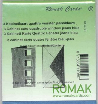 ROMAK KABINETKAARTEN / QUATTRO VENSTER -----> JEANSBLAUW ---> Set van 3 kabinetkaarten - 2