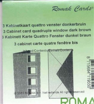ROMAK KABINETKAARTEN / QUATTRO VENSTER -----> DONKERBRUIN ---> Set van 3 kabinetkaarten - 2