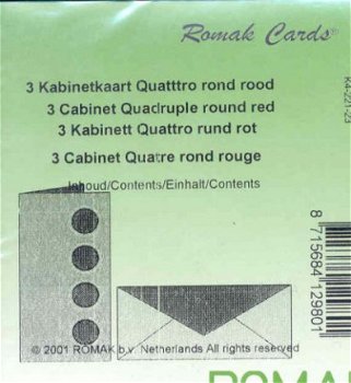 ROMAK KABINETKAARTEN / QUATTRO ROND -----> ROOD ---> Set van 3 kabinetkaarten - 2