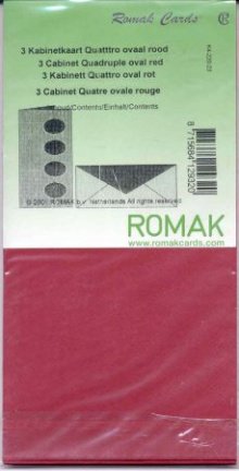 ROMAK KABINETKAARTEN / QUATTRO OVAAL ----> ROOD ---> Set van 3 kabinetkaarten