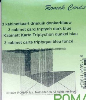 ROMAK KABINETKAARTEN / DRIELUIK -----> DONKERBLAUW ---> Set van 3 kabinetkaarten - 2