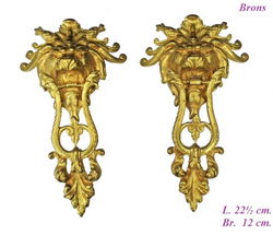 === 2 Klokstel zijornamenten = brons = oud === 31517