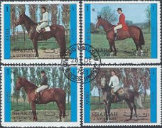 Postzegels Sharjah - 1972 - Paarden met ruiter (serie)