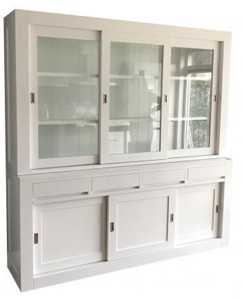 Buffetkast Enschede wit strak 220 x 50/40 x 220cm greeploze laden - nr. 1