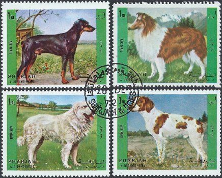 Postzegels Sharjah - 1972 - Honden (serie) - 1