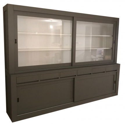 Buffetkast Diemen Engels groen - wit design laden greeploos 300cm breed - nr. 1