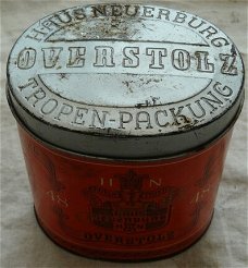 Blik Sigareten / Blechdose Zigarettendose, Haus Neuerburg, Overstolz, Tropenpackung. jaren'30/'40.