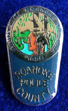 Amerikaanse politie pin "Roanoke county, Virginia" police USA