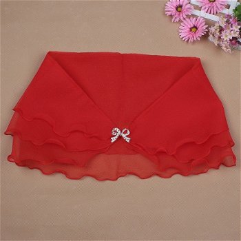 JASJE SHAWL VAN ROOD CHIFFON MET KRISTAL SLUITING' - 2