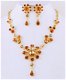 KETTING EN OORBELLEN GOUDKLEUR AMBER HONING KLEUR KRISTAL - 1 - Thumbnail