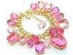 ARMBAND MET ROZE BEDELS IN GOUDKLEUR - 1 - Thumbnail