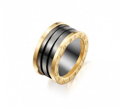 BVLGARI RING IN ZWART GEELGOUD MAAT 17mm - 1