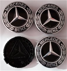 Mercedes Benz Naafdoppen "Zwart" 75mm Cap