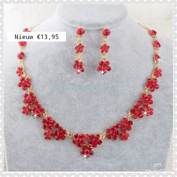 HAARVERSIERING CORSAGE MET ROOD KRISTAL BRUID - 2