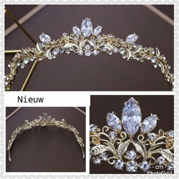 TIARA BRUID DIADEEM MET KRISTAL GOUDKLEUR - 1