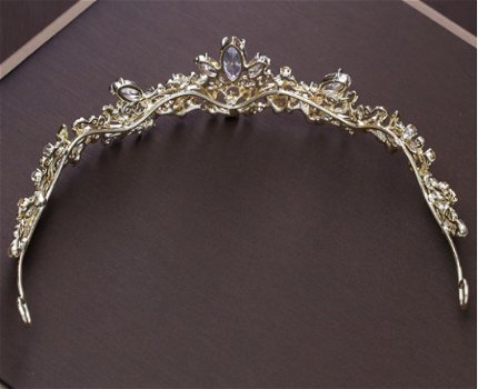 TIARA BRUID DIADEEM MET KRISTAL GOUDKLEUR - 2