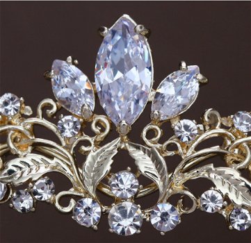 TIARA BRUID DIADEEM MET KRISTAL GOUDKLEUR - 3