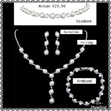 DIADEEM MET PARELS KETTING OORBELLEN EN ARMBAND