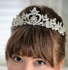 TIARA DIADEEM MET KRISTAL IN GOUDKLEUR VOOR DE BRUID