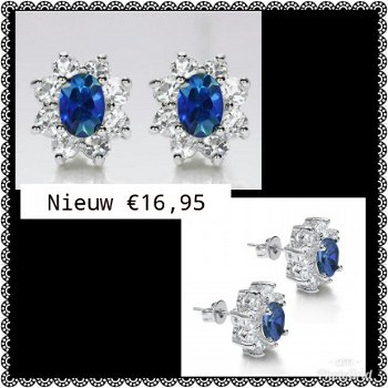 OORBELLEN MET SWAROVSKI KRISTAL IN SAFFIER BLAUW - 1