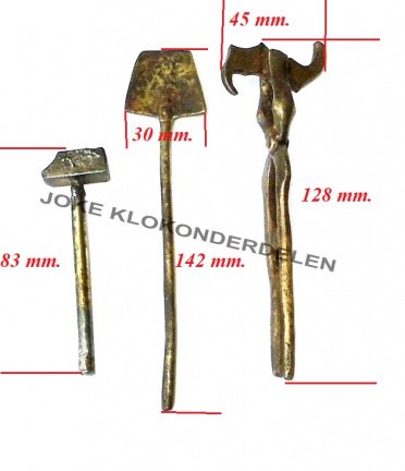 === 3 Klokstel onderdelen = oud === 40830 - Afbeelding 2
