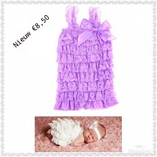 BABY ROMPER JUMPSUIT IN LILA MET SATIJNEN STRIK MT 50/62