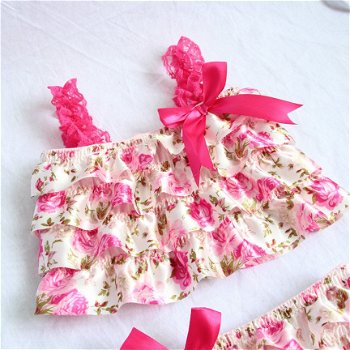 Petticoat broekje en topje met rozen mt 74/80 - 3