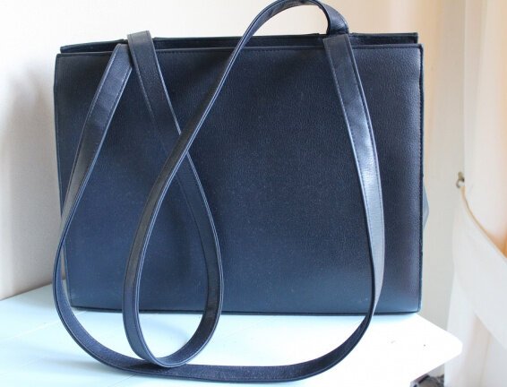 Mooie lederen hand/schoudertas - blauw - Afbeelding 2