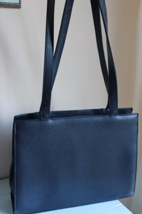Mooie lederen hand/schoudertas - blauw - Afbeelding 3