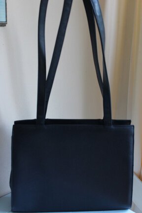 Mooie lederen hand/schoudertas - blauw - Afbeelding 4