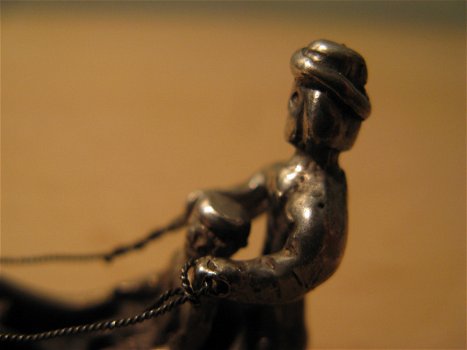 Antiek miniatuur: Nederlands zilveren slee ca. 1920! Gemerkt ! - 6