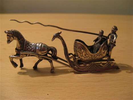 Antiek miniatuur: Nederlands zilveren slee ca. 1920! Gemerkt J v D H! - 1