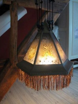 Lamp, origineel jaren 20, met mooie afbeeldingen... - 1