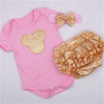 MINNIE MOUSE ROMPER MET PETTICOAT BROEKJE EN HAARBAND MAAT 74/80 - 1