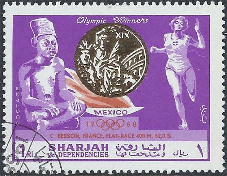 Postzegels Sharjah - 1968 Olympische medailles (1) - 1