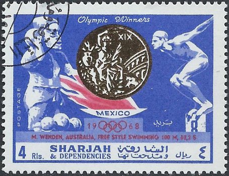Postzegels Sharjah - 1968 Olympische medailles (4) - 1