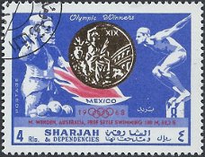 Postzegels Sharjah - 1968 Olympische medailles (4)