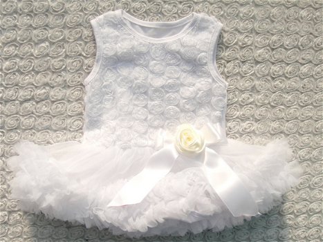 Baby petticoat jurk met zachte tule haarband en schoenen maat 74/80 - 4