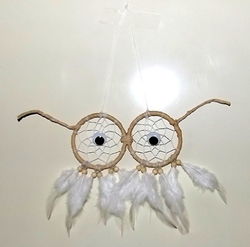 Dromenvanger / Dreamcatcher BRIL "BLIKVANGER" van Raffia: Ringen=6cm