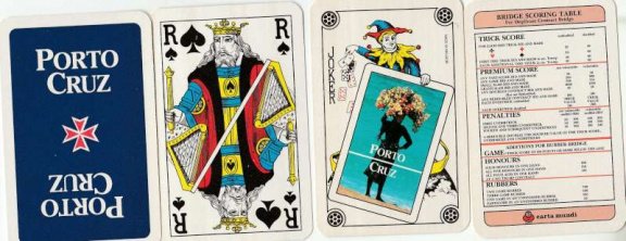 Volledig kaartspel 52 kaarten + 2 jokers + bridge scoring table van PORTO CRUZ - 2