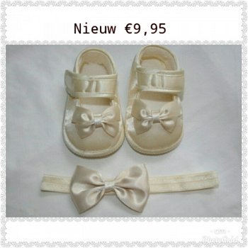 BABY SCHOENEN MET HAARBAND CREME KLEUR MAAT 17 - 1