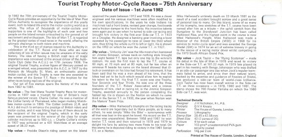 Postzegels Isle of Man - 1982 T.T. Races 1907-1982 (mapje) - 2