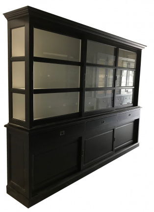 Buffetkast Putten zwart - wit 300 x 50/40 x 220cm - nr. 1