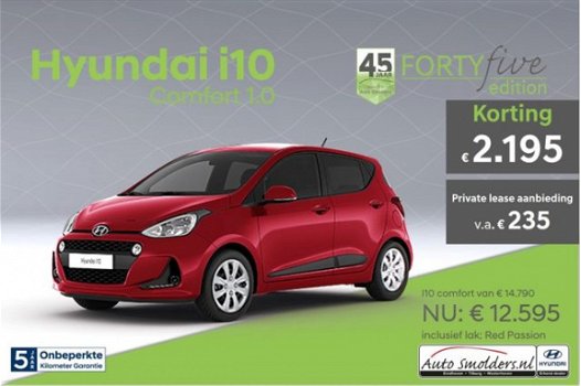 Hyundai i10 - 1.0i Comfort rijklaar incl. metallic lak - 1